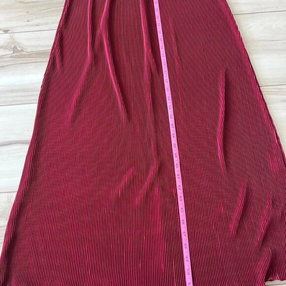 Pinkblush Holiday Burgundy Pleated Ruffle Off Shoulder Maternity Maxi Dress - Picture 4 of 8